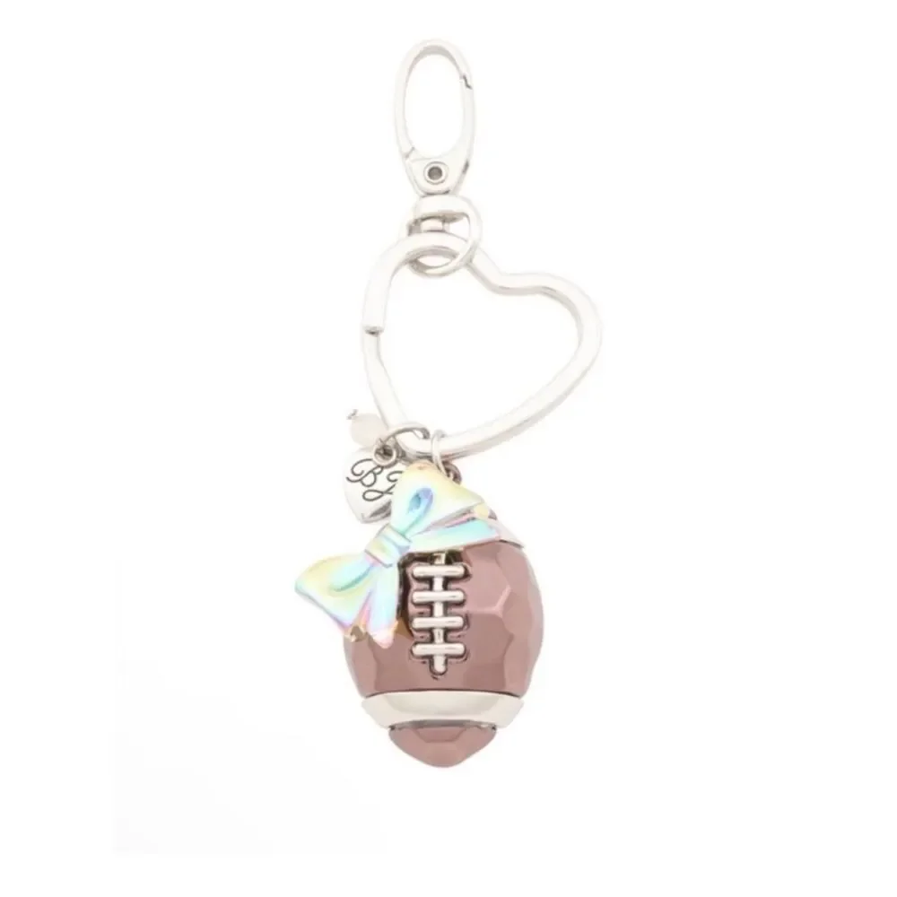 Betsey Johnson Brown Football Bow Keychain Bag Charm